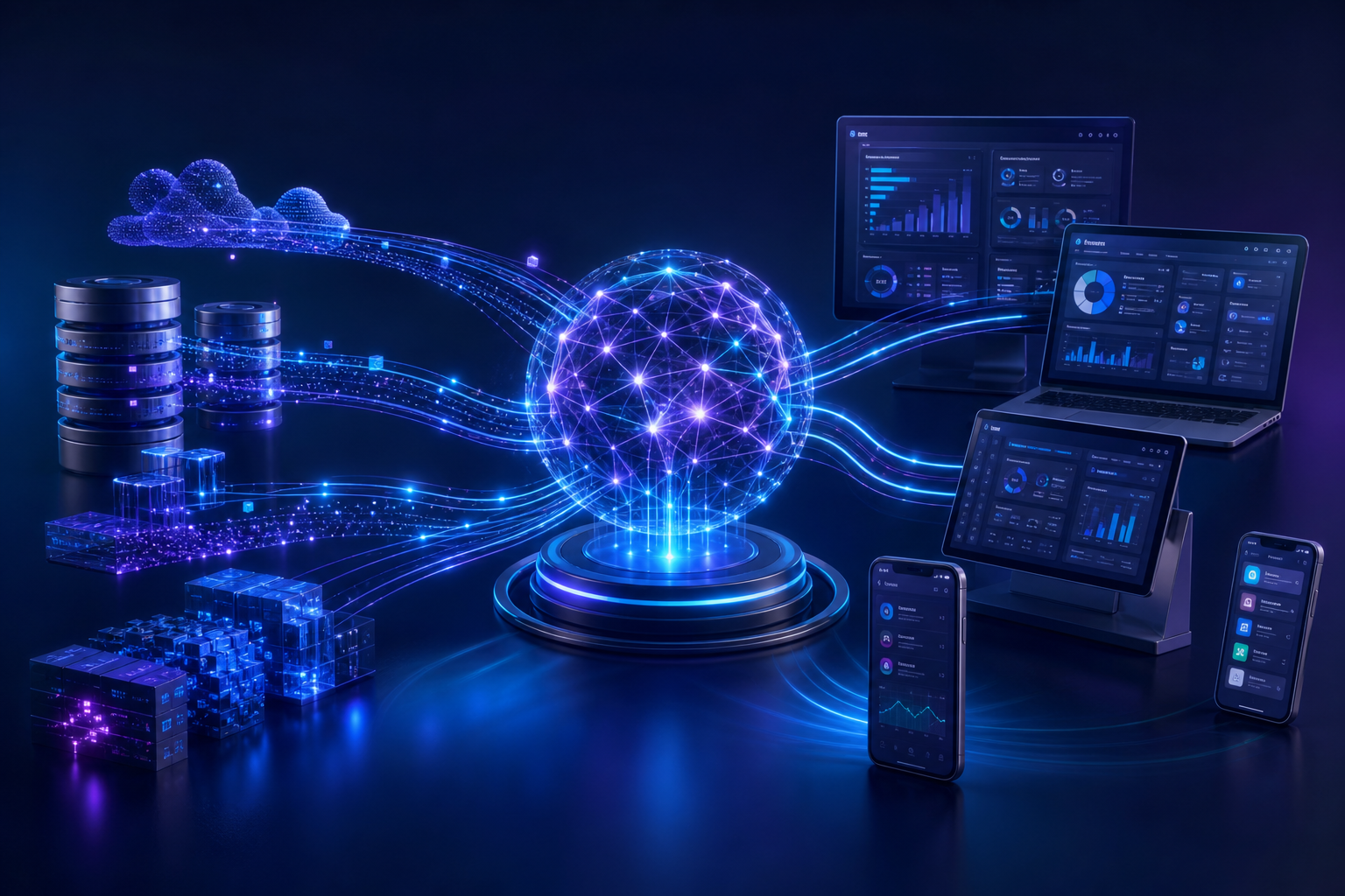 AI capability layer connecting your data to ERP, CRM, dashboards and mobile apps