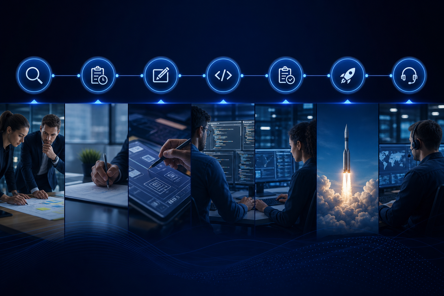 Software delivery process from discovery to deployment and support